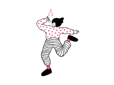 sing along black character characterdesign design flat illustration girl illustration minimal patterns pink sing singing white