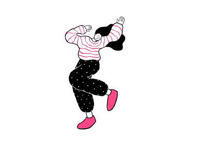 dance black character characterdesign design flat ilustration girl illustration minimal patterns pink white