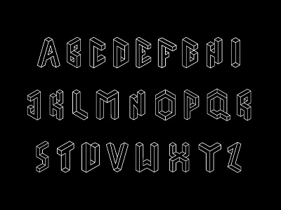 Impossible Type 3d black design escher escheresque graphic design grid grid system isometric minimal outlines type type design typography vector white