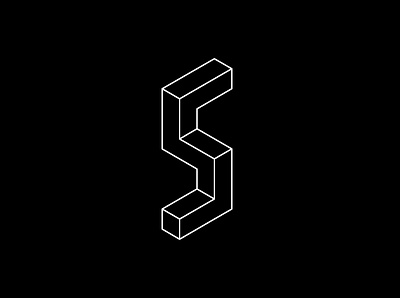 Isometric S 3d black design escher escheresque isometric minimal outlines s type type design typography vector white