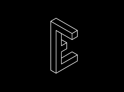 Isometric E 3d black design escher escheresque graphic design isometric minimal outlines type type design typography vector white