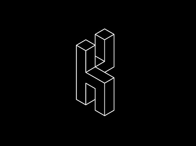 Isometric K 3d black design escher escheresque graphic design grid isometric minimal outlines type type design typography vector white