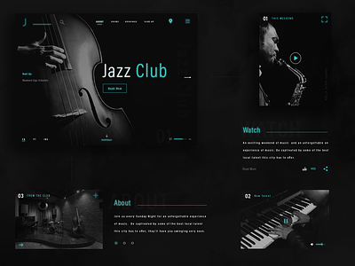 Jazz Club Design concept design design landing page ui ux uxui web website