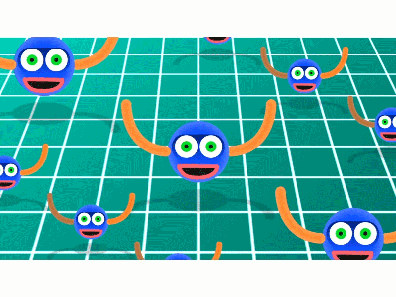 Blue Monsters 2.5D after affects blue cyan fake 3d grid monsters paths shape layers