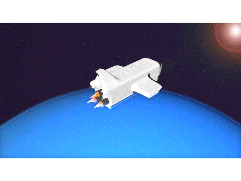 Shuttle Over 55 Cancri E 2d 3d after affects cinema 4d engine gradient shuttle stars