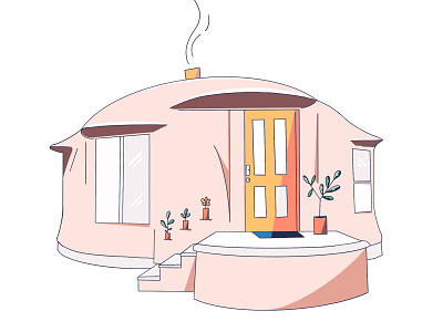 Dome 2d airbnb dome illustration pastel procreate shapes travel vacation