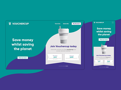 Vouchercup Home Screen | Web App UX Design and Build