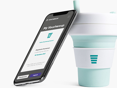Vouchercup - Account and Cup Redeem app brand branding clean design flat icon icons identity ios logo minimal mobile ui ux web
