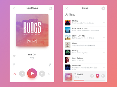 Music app design ui