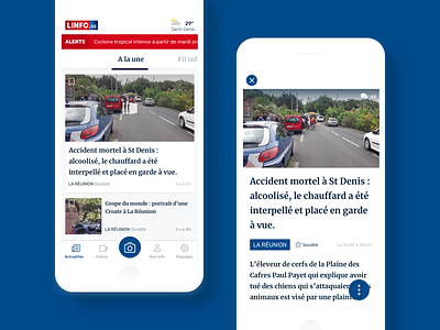 L'INFO.re — Mobile App information mobile app newspaper real time information ui ui ux ux