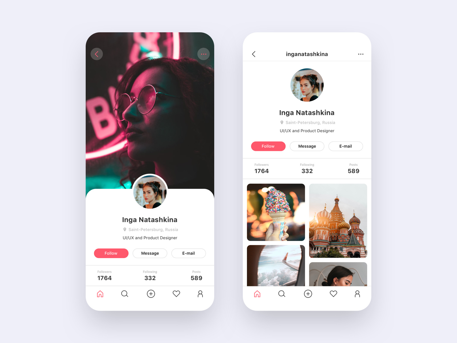 Daily UI 006 - User Profile by Inga Natashkina on Dribbble