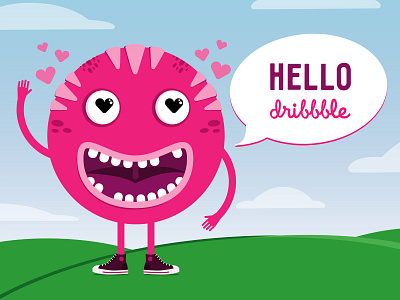 Hello Dribbble illustration monster vector