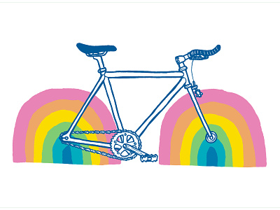 Rainbow Bike design handdrawn illustration