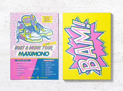 Maxi Mono - Bust A Move EP + tour design handdrawn illustration typography