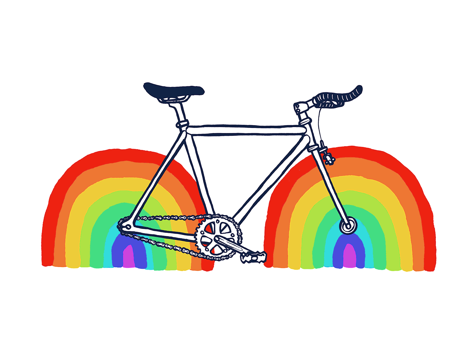 Rainbow Bicycle bicycles design handdrawn illustration rainbow