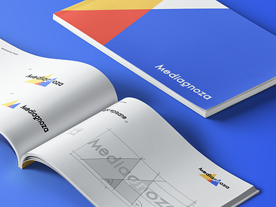 Mediagnoza — Brand book 2d agency blue book brand brand book brand design brandbook branding business chart color company logo paper red typography visual identity yellow