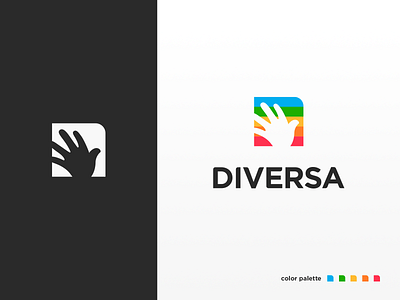 🖐️DIVERSA - Logo android app branding color figma hand iphone lettering logo sketch website