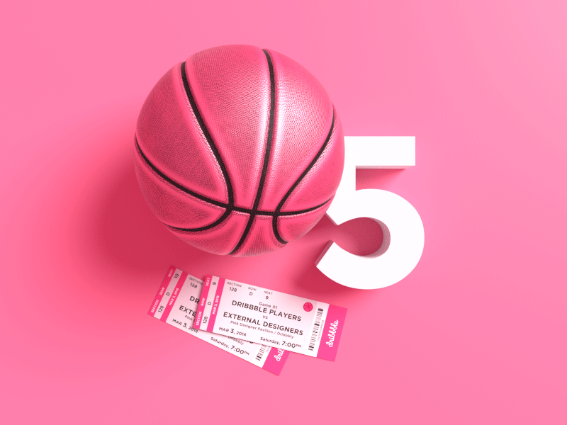5 Dribbble Tickets (invitations) ball basketball draft dribbble dribbbleinvites game giveaway invitation invite ticket welcome