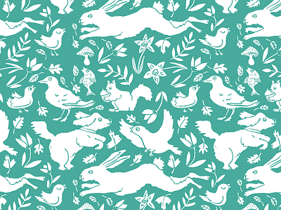 Nature bird fall illustration nature pattern rabbit