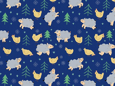 Winter dreams art christmas christmas card drawing illustration pattern sheep winter wrapping paper