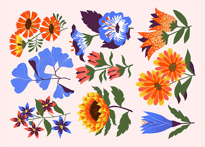 Les Fleurs art botanical illustration drawing floral graphic design illustration pattern patterndesign sketch textile textile design