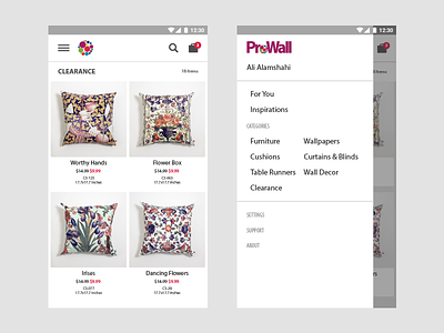 ProWall App app decor home interface interior shopping store ui