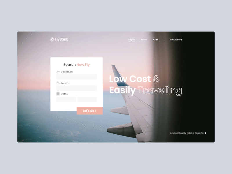 Flybook Homepage aircraft airplane booking flight fly plane ui ui design web