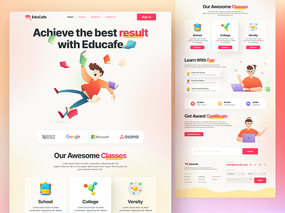 Online Learning Landing Page 3d modeling clean design clean ui dashbaord education elearning exploration header exploration landing page learning minimal online school ui uidesign uiux user experience user interface ux ux design website