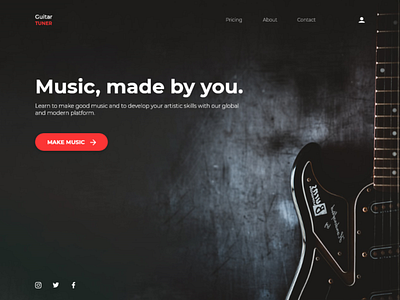 Music App app dark theme design guitar music app tablet typography ui ux web design