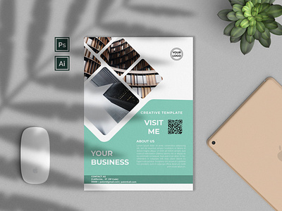 1. Double-Side Coorporate Flyer 01 branding brochure business catalogue clean download elegant free indesign magazine modern portfolio template