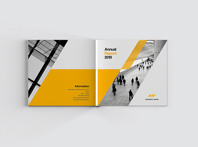 Yellow Square Annual Report branding brochure business catalogue clean download elegant free magazine modern portfolio template