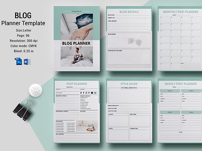 Printable Blog Post Planner, Blogger Workbook Template blog blog design blogger branding brochure business catalogue clean elegant flyer indesign magazine modern planner planning portfolio template temples workbook