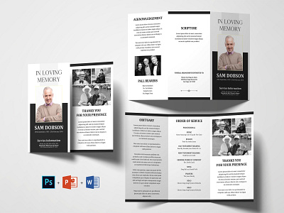 Trifold Funeral Program Template | Obituary Template branding brochure business catalogue clean download elegant free funeral magazine modern portfolio template templatedesign