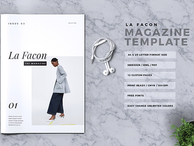 La Facon Fashion Magazine branding brochure business catalogue clean download elegant fashion fashion design free magazine magazine ad modern portfolio template