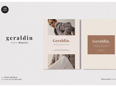 GERALDIN Fashion Magazine branding brochure business catalogue clean download elegant fashion fashion illustration free magazine magazine ad modern portfolio template