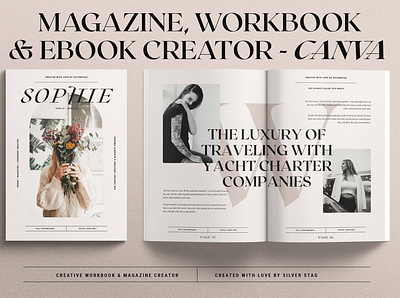 Sophie - CANVA eBook / Magazine / Workbook Creator branding brochure business canva canva template catalogue clean creative ebook elegant magazine magazine ad modern portfolio template workbook