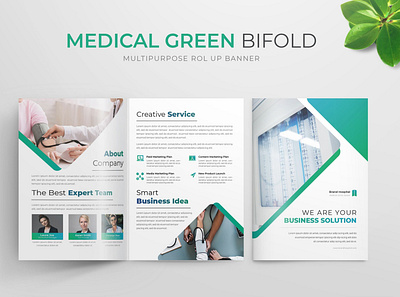 Medical Green | Bifold Brochure bofold branding brochure brochure design business catalogue clean download editorial elegant free green indesign lookbook magazine medical modern portfolio template