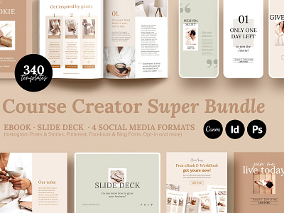 Course Creator Super Bundle Elegant branding brochure bundle bundles business catalogue clean elegant magazine modern portfolio super template