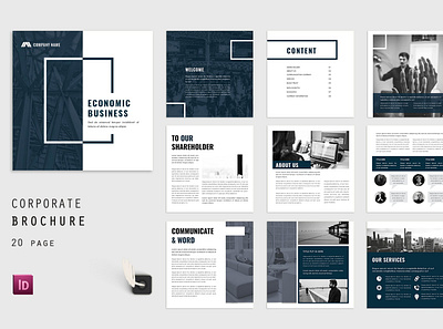 Economic Square Corporate Brochure branding brochure brochure design business catalogue clean corporate download download mockup elegant free magazine modern portfolio square template