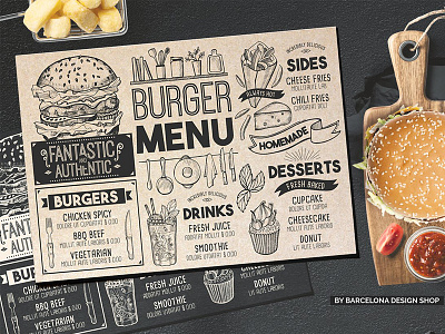 Burger Menu Template branding brochure business catalogue fast food food menu logo magazine restaurant menu template