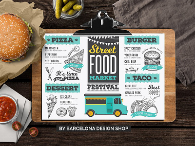 Food Truck Menu brochure fast food festive food truck menu menu food pizza standard