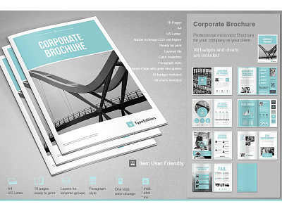 Corporate Brochure book brochure catalog cyan financial ilustrator modern offer photoshop template