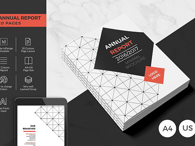 Modern Annual Report 20 Pages branding brochure business catalogue clean editorial elegant indesign lookbook magazine modern portfolio studio template