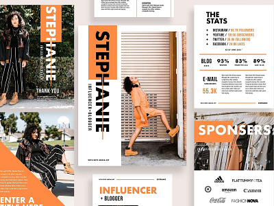 Influencer & Blogger Media Kit branding brochure business catalog catalogue clean clothing design editorial elegant fashion feminine indesign lookbook magazine modern portfolio proposal studio template