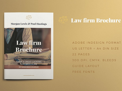 Law Firm Brochure branding brochure business clean company corporate design elegant firm firm template gold indesign law law firm brochure law template magazine modern portfolio profile template