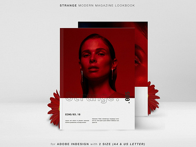 STRANGE Modern Magazine Lookbook branding brochure business catalog catalogue clean clothing design editorial elegant fashion feminine indesign lookbook magazine modern portfolio proposal studio template