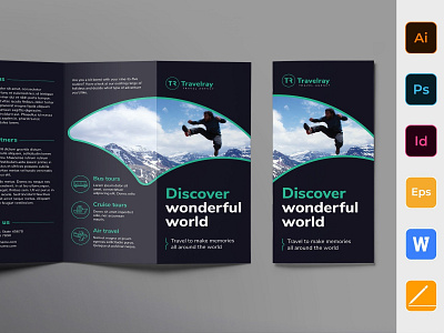 Tours And Travels Brochure Trifold branding brochure business catalogue clean design editorial elegant indesign lookbook magazine modern portfolio proposal studio template trifold trifold brochure trifold mockup trifold template