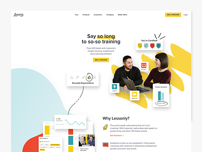 Lessonly Homepage Redesign branding design illustration lessonly website website design