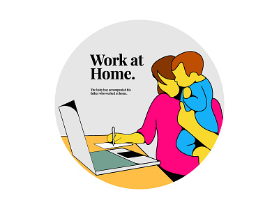 Work at home flat illustration cartoon design flat icon illustration logo modern ui ux vector