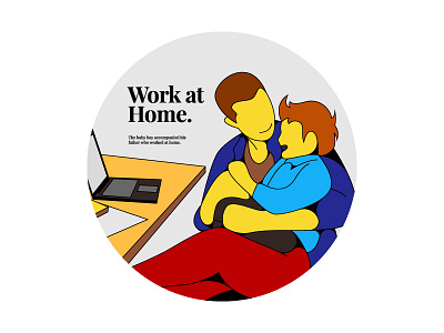 Work at Home Flat Illustration. Cartoon style branding cartoon design flat illustration logo modern ui ux vector